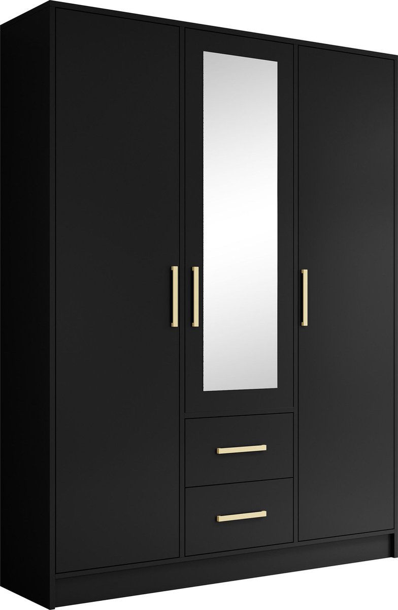 Meubella - Kledingkast Brody - Mat zwart - 153 cm
