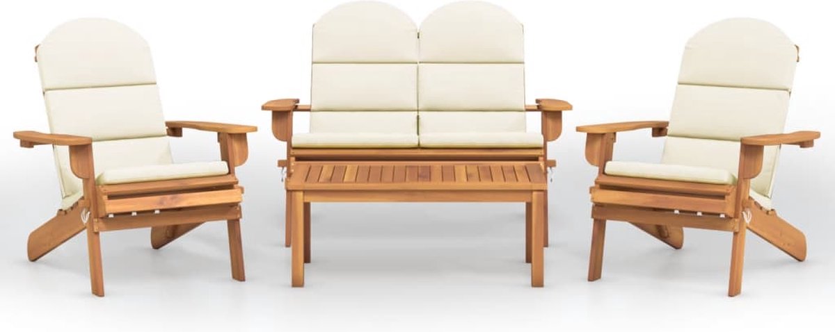 vidaXL 4-delige Loungeset Adirondack massief acaciahout - Bruin