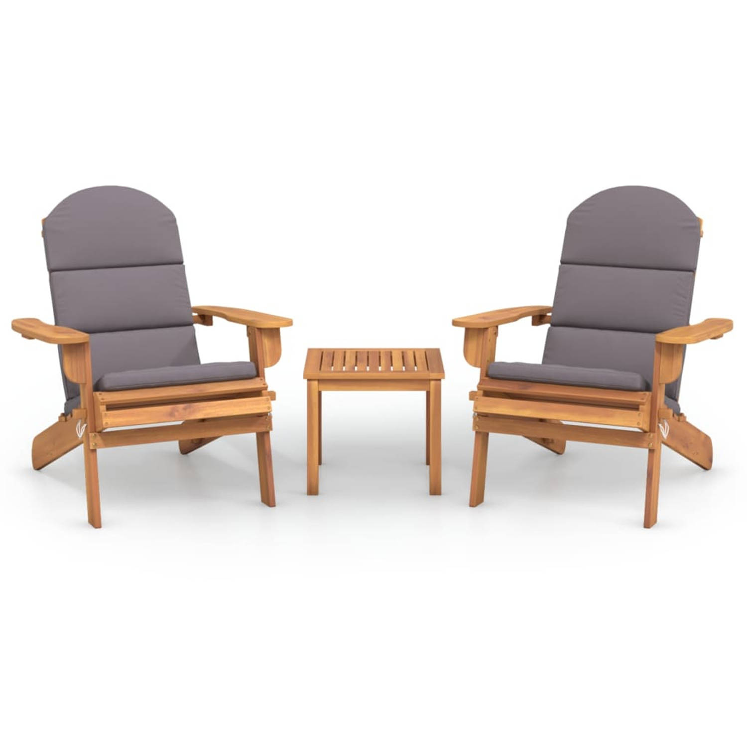 vidaXL 3-delige Loungeset Adirondack massief acaciahout - Marrón