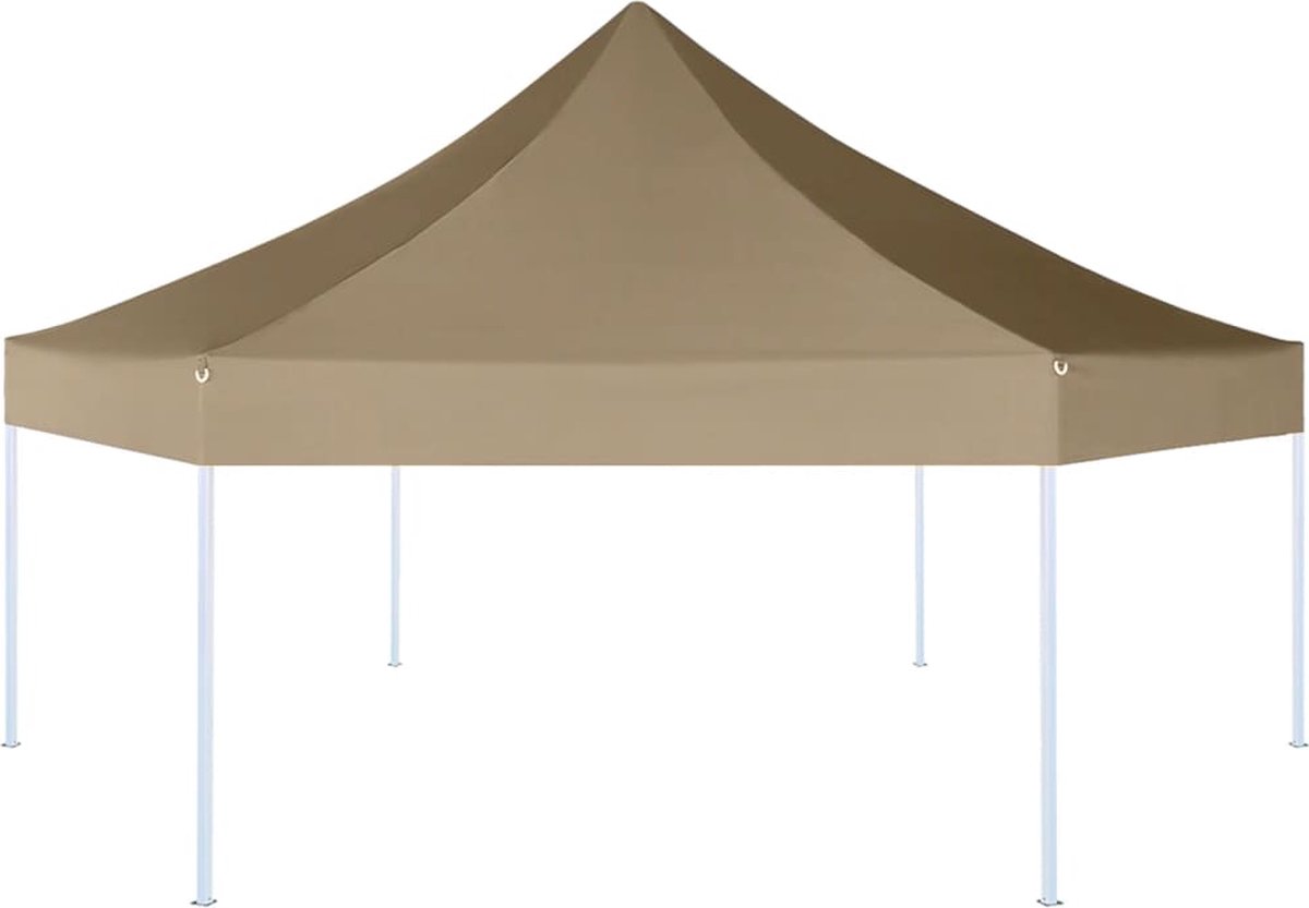 vidaXL Partytent inklapbaar zeshoekig 3,6x3,1 m taupe 220 g/m²