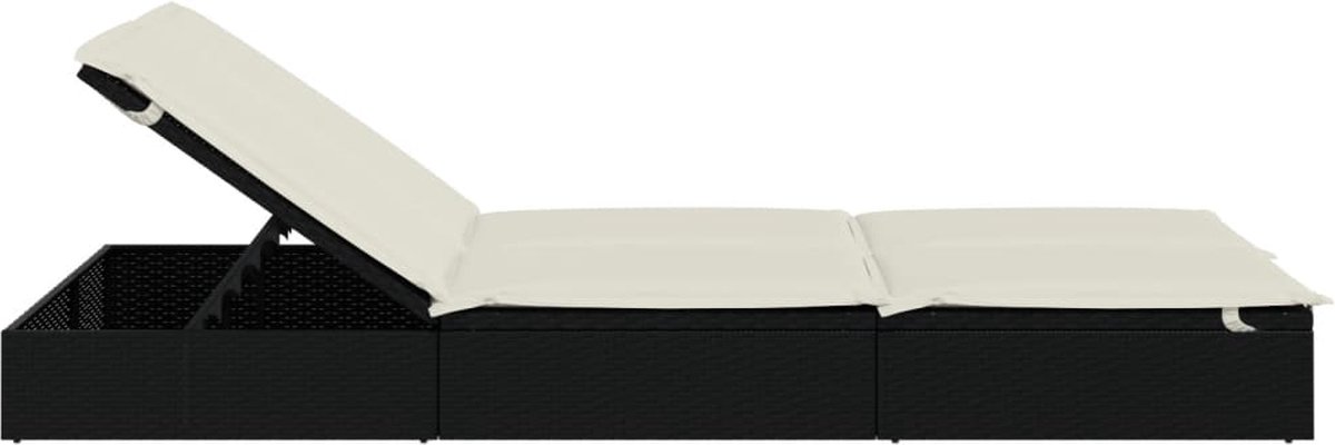 vidaXL Ligbed met kussens 2-persoons poly rattan - Zwart