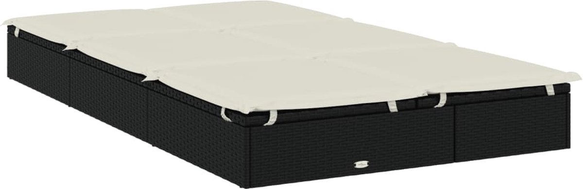 vidaXL Ligbed met kussens 2-persoons poly rattan - Zwart