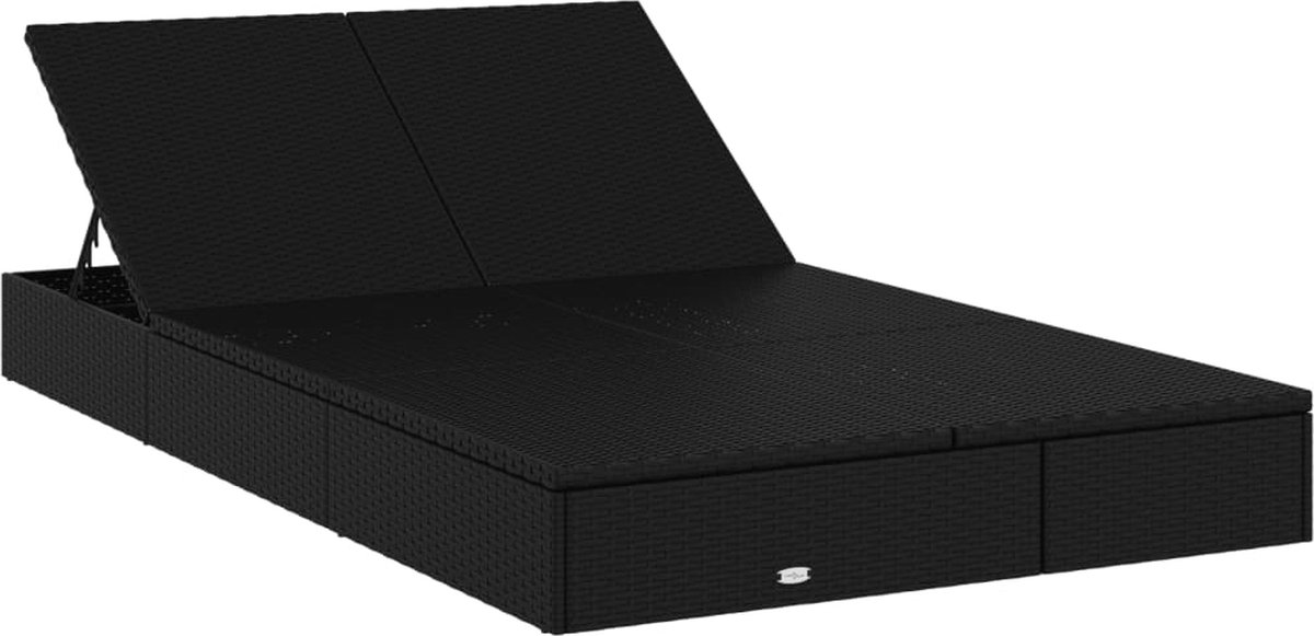 vidaXL Ligbed met kussens 2-persoons poly rattan - Zwart