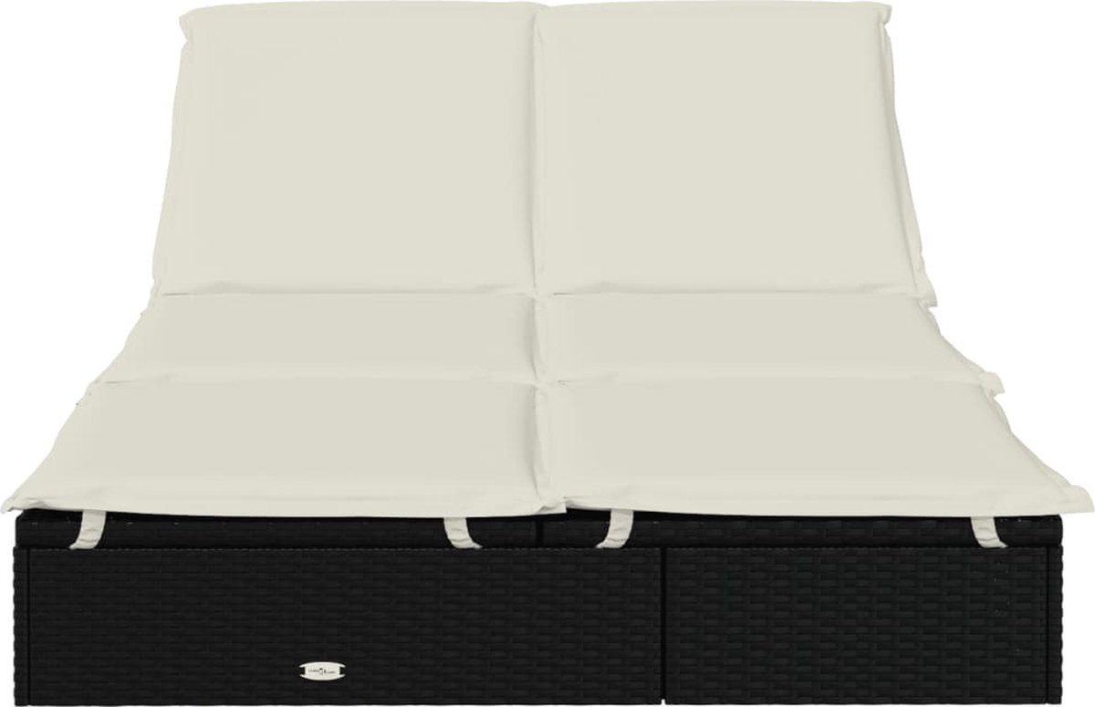 vidaXL Ligbed met kussens 2-persoons poly rattan - Zwart