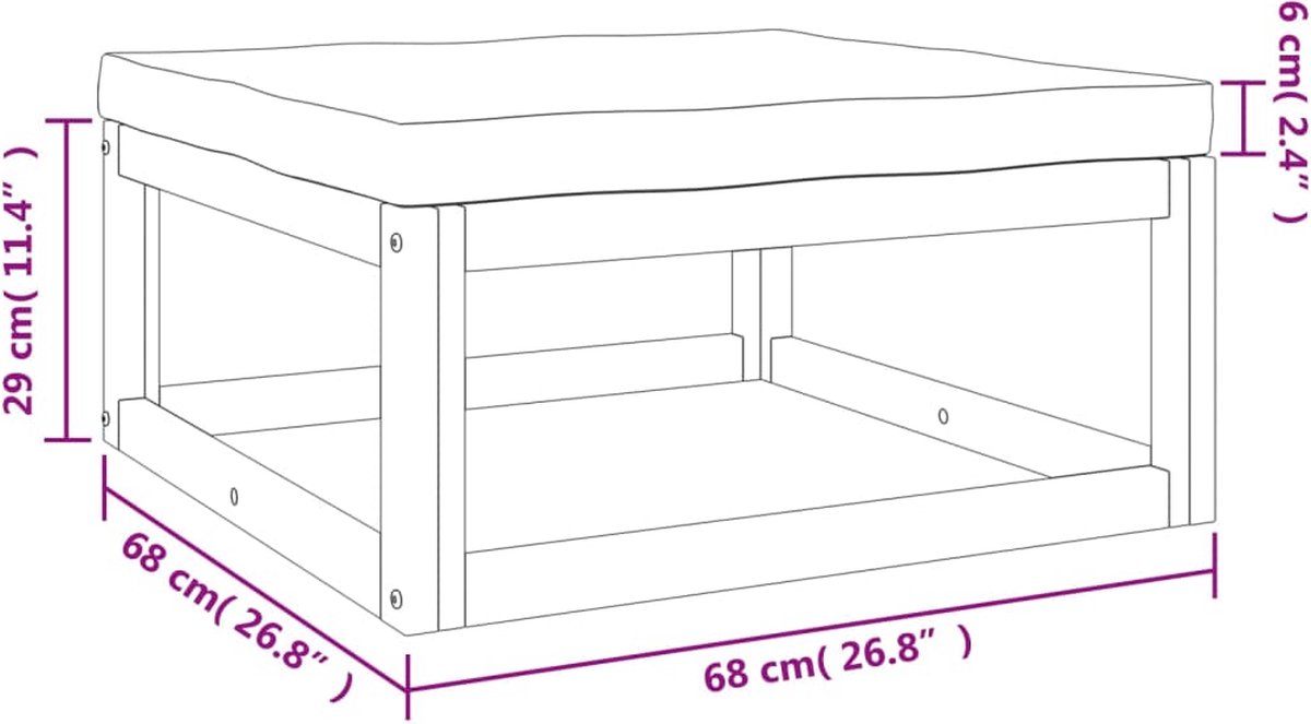vidaXL 8-delige Loungeset met taupe kussens massief hout - Bruin