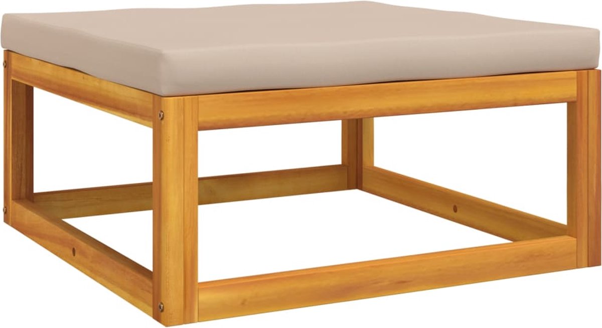vidaXL 8-delige Loungeset met taupe kussens massief hout - Bruin