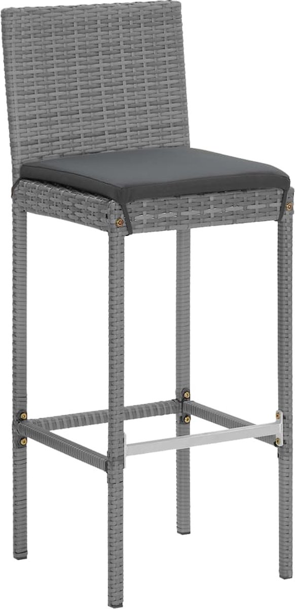 vidaXL 5-delige Tuinbarset met kussens poly rattan - Grijs