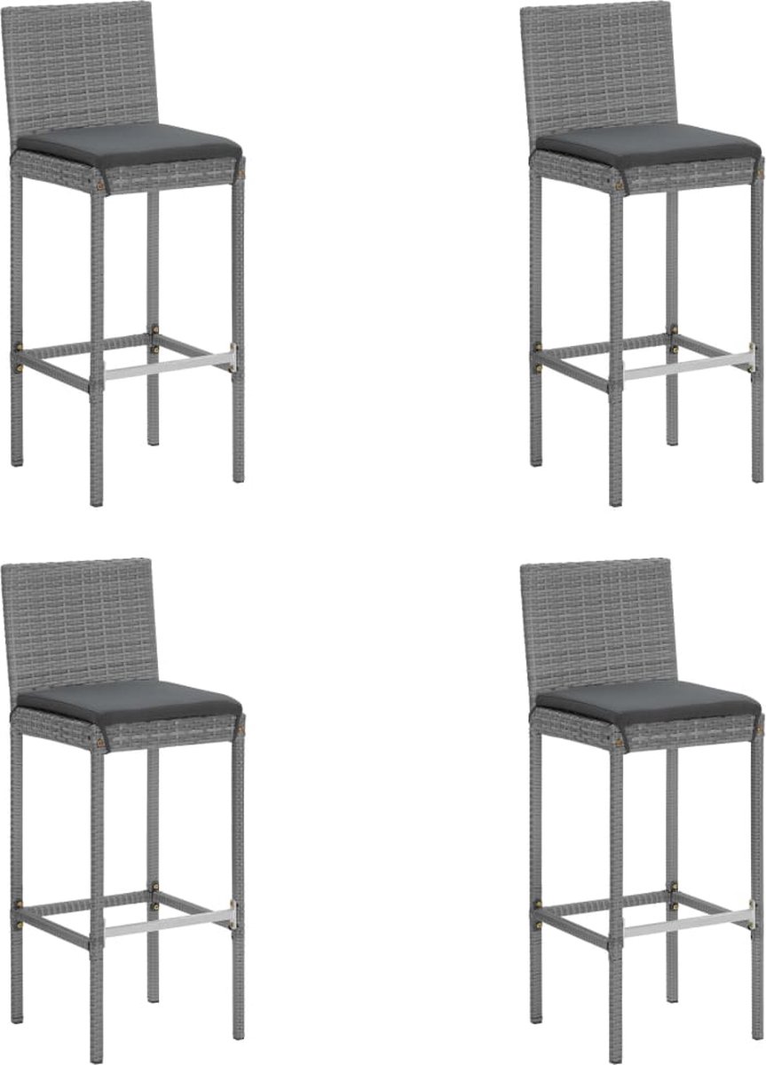 vidaXL 5-delige Tuinbarset met kussens poly rattan - Grijs