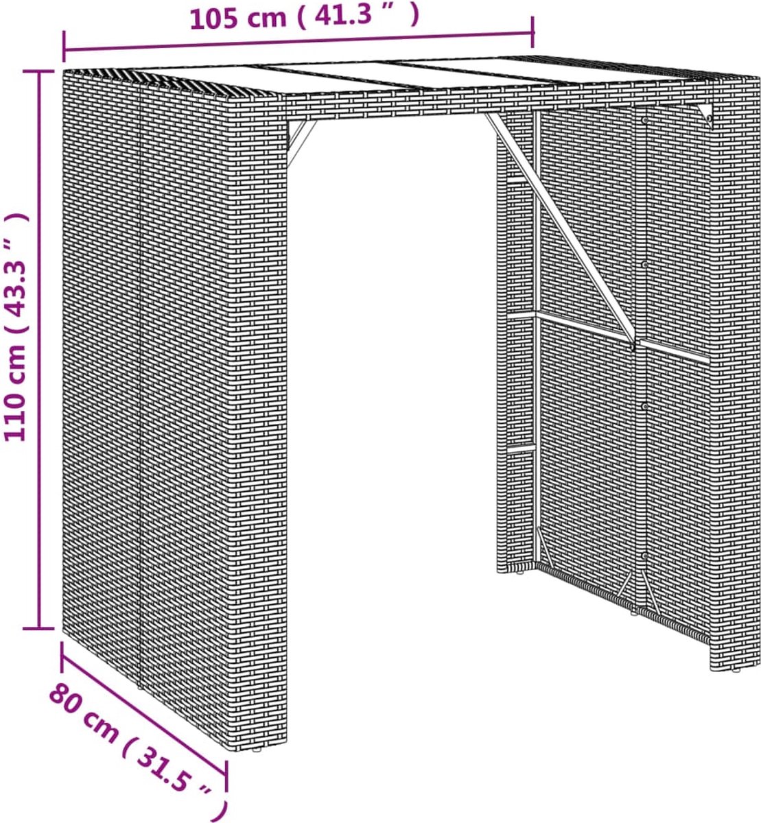 vidaXL 5-delige Tuinbarset met kussens poly rattan - Grijs