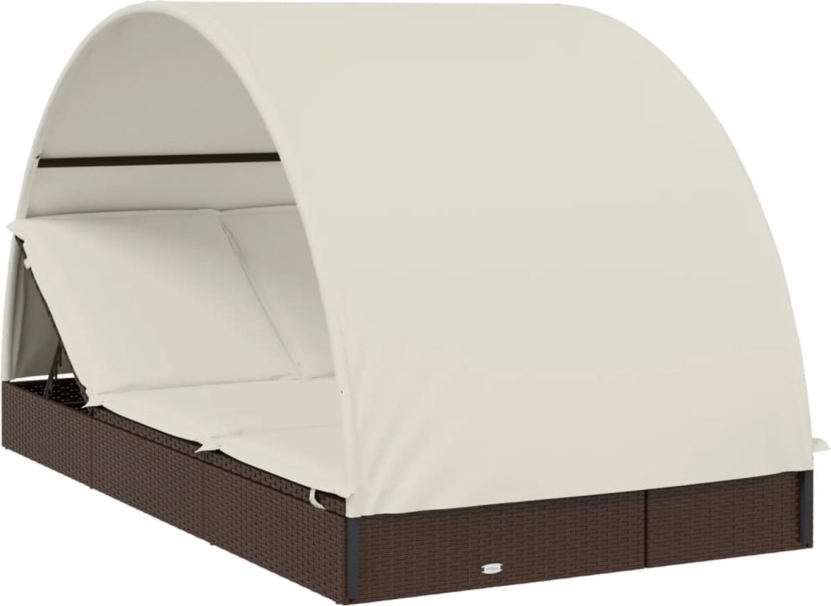 vidaXL Ligbed 2-persoons met rond dak 211x112x140 cm poly rattan - Bruin