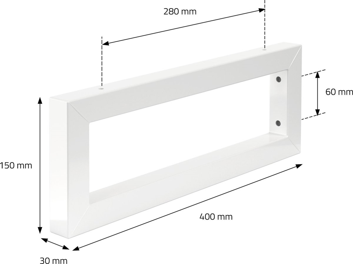 Muurbeugel voor wastafel Set van 2 400x150 mm Wit staal ML-Design