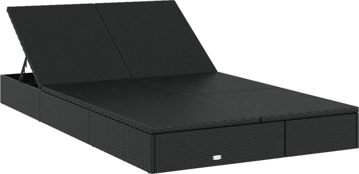 vidaXL Ligbed met kussens 2-persoons poly rattan - Zwart