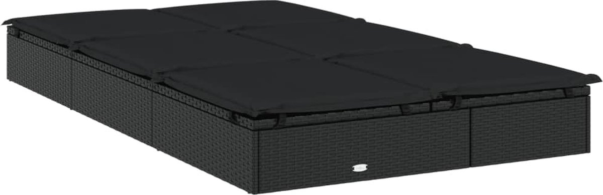 vidaXL Ligbed met kussens 2-persoons poly rattan - Zwart
