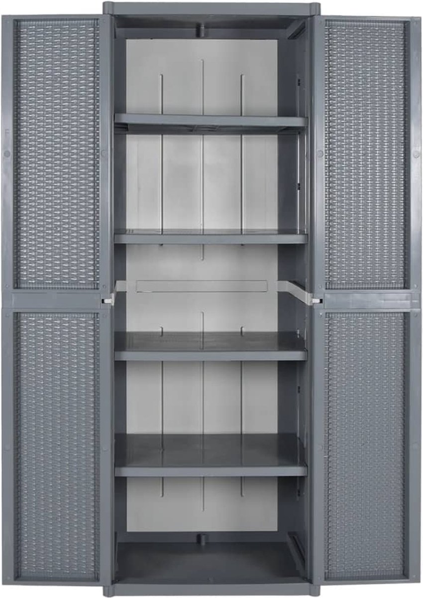 vidaXL Tuinkast 65x45x172 cm PP rattan - Grijs