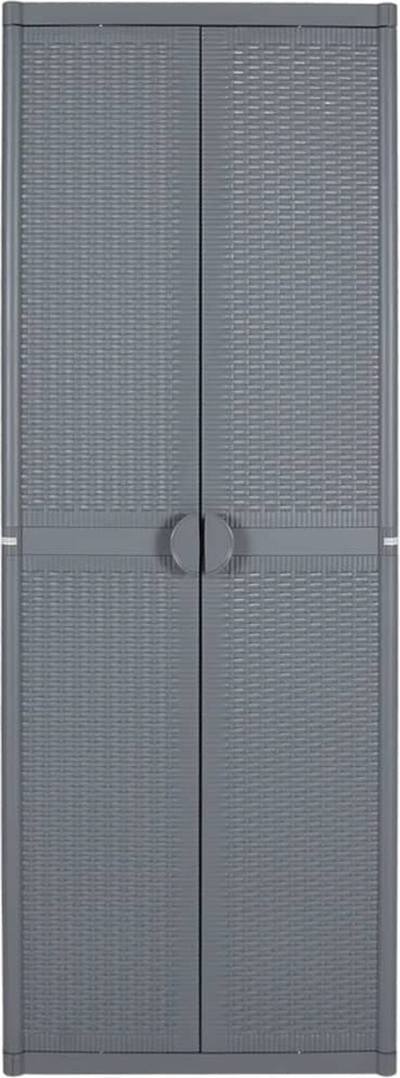 vidaXL Tuinkast 65x45x172 cm PP rattan - Grijs