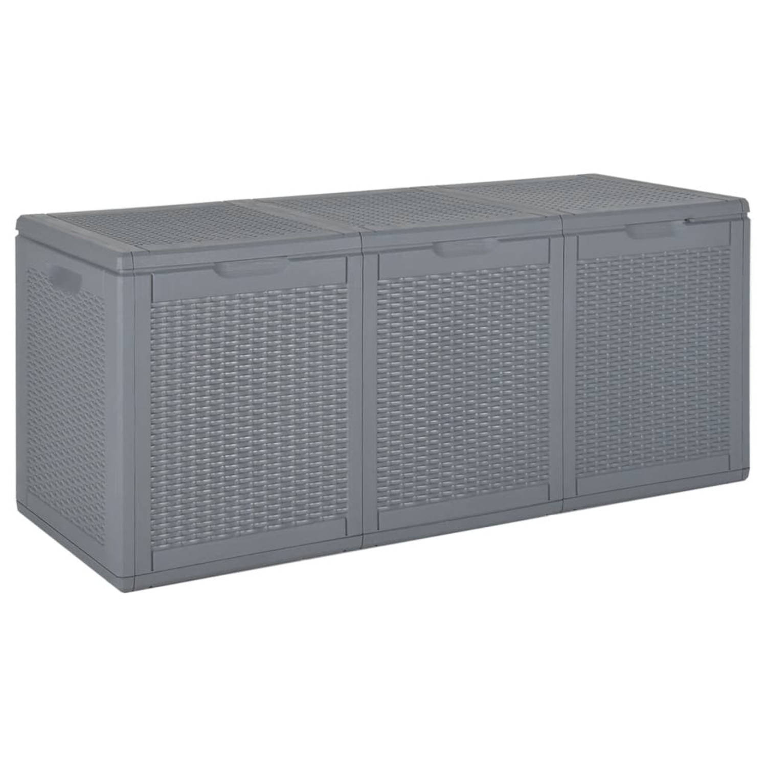 vidaXL Tuinbox 270 L PP rattan - Grijs