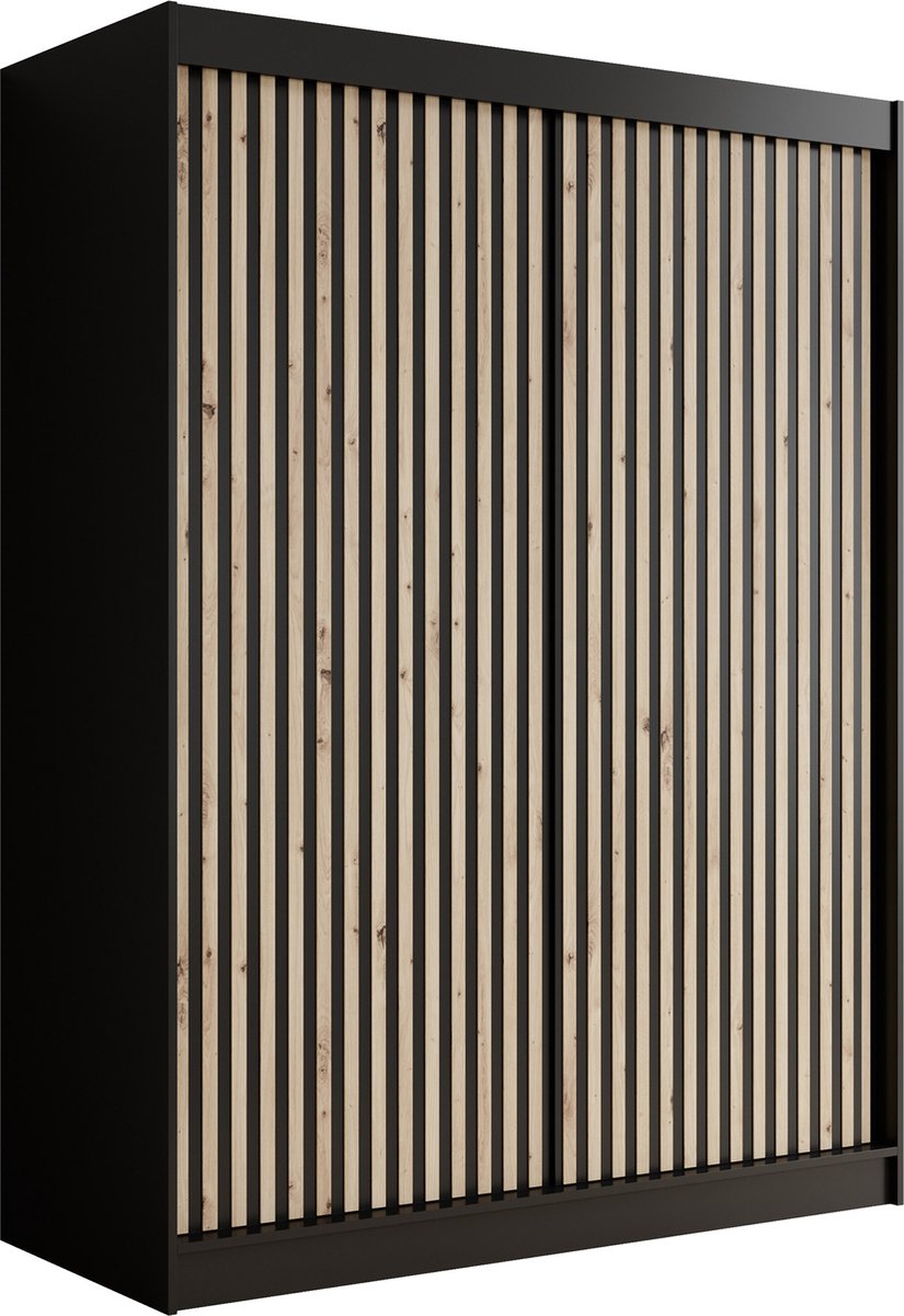 Meubella - Kledingkast Lisbon 1 - Mat Zwart - 150 cm