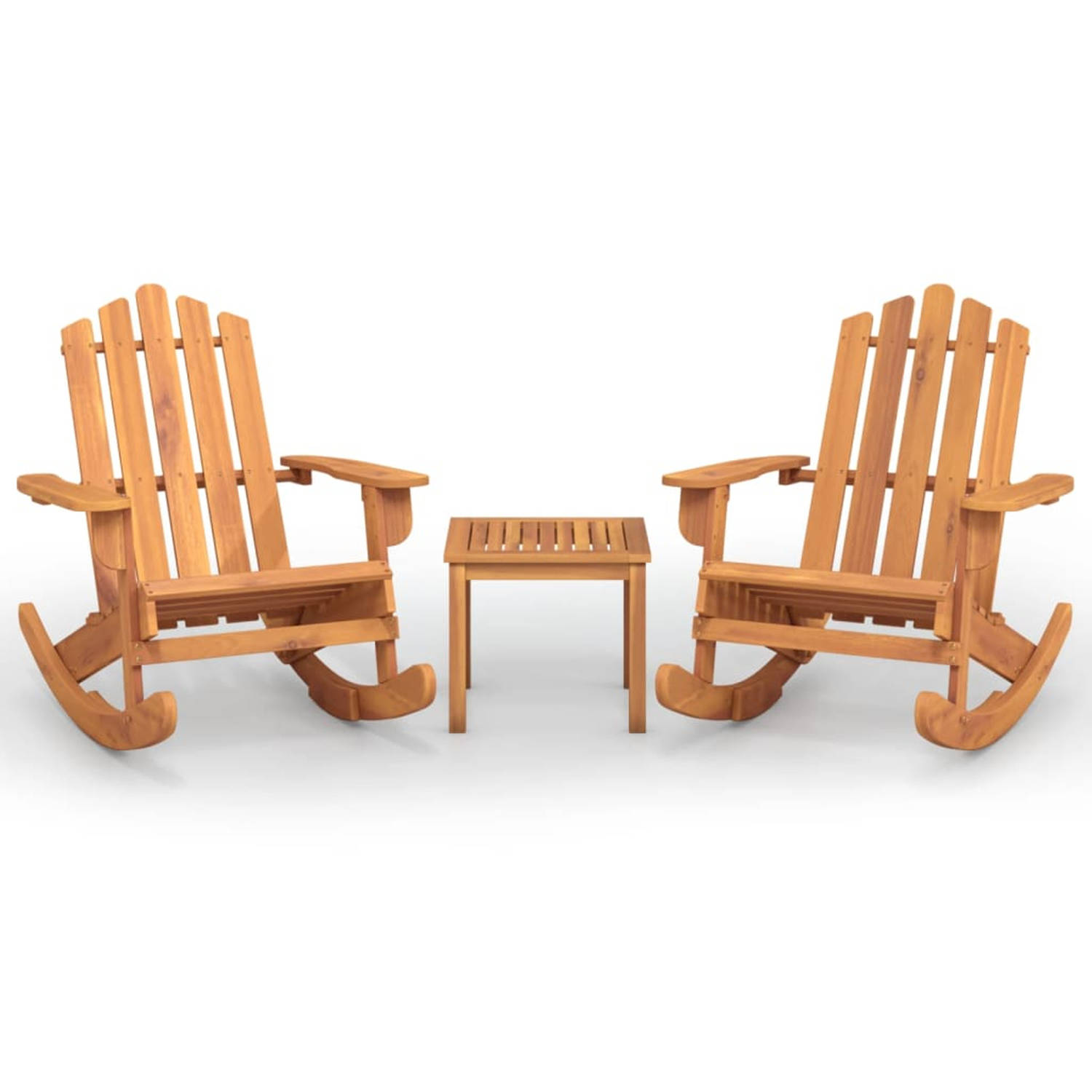 vidaXL 3-delige Loungeset Adirondack massief acaciahout - Bruin