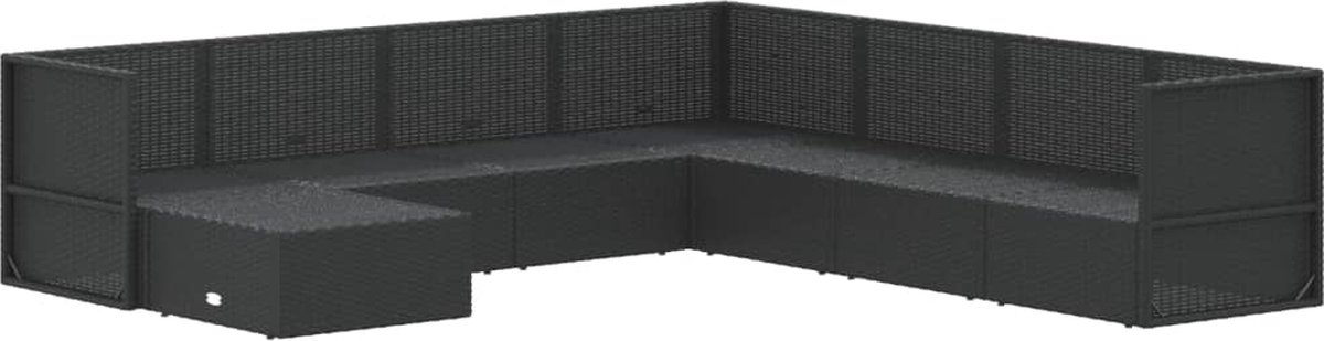 vidaXL 8-delige Loungeset met kussens poly rattan - Zwart