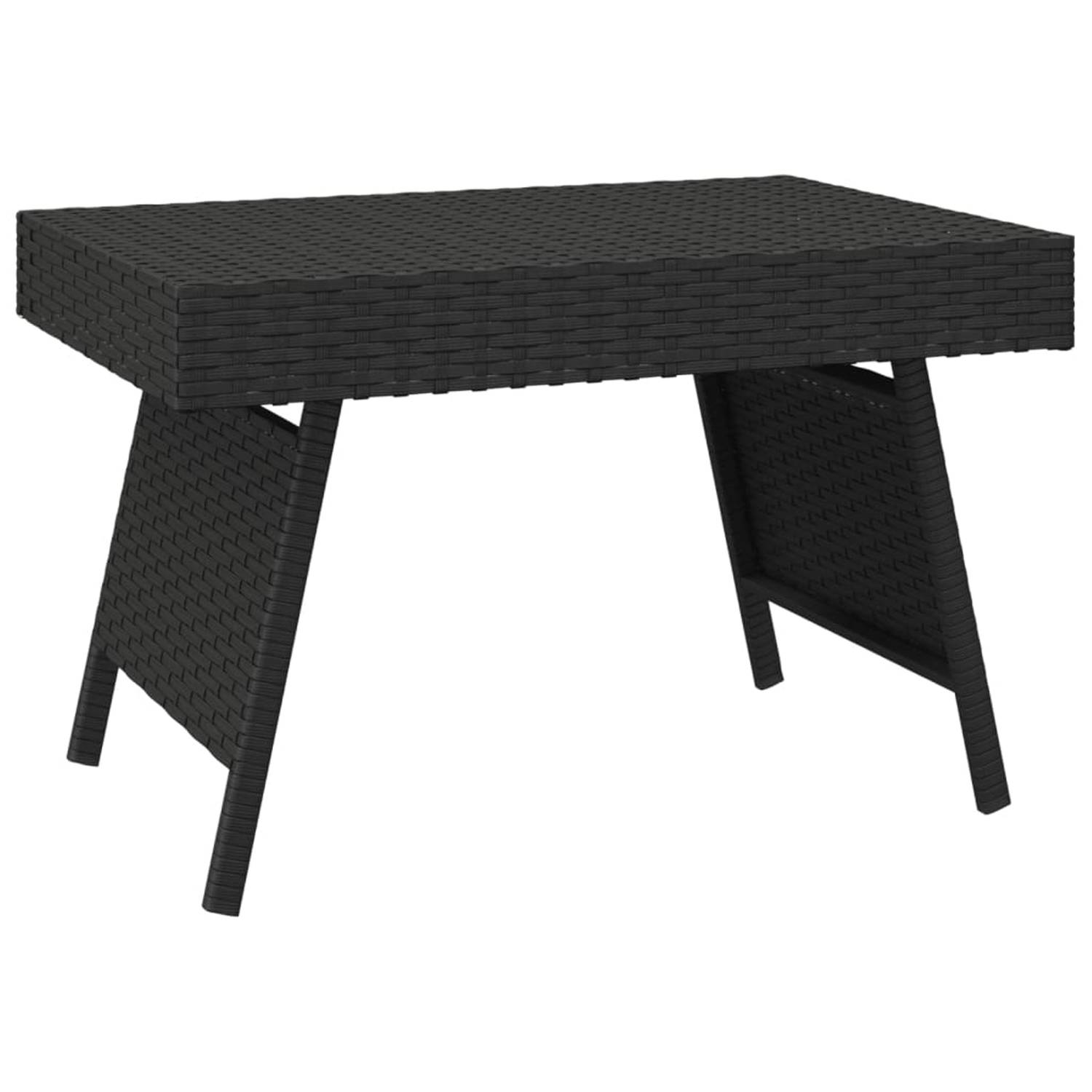 vidaXL Bijzettafel inklapbaar 60x40x38 cm poly rattan - Zwart