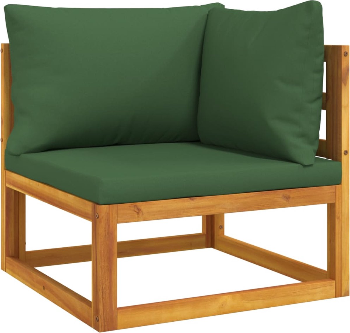 vidaXL 3-delige Loungeset met groene kussens massief hout - Bruin