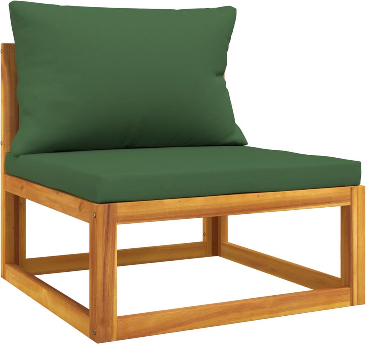 vidaXL 3-delige Loungeset met groene kussens massief hout - Bruin