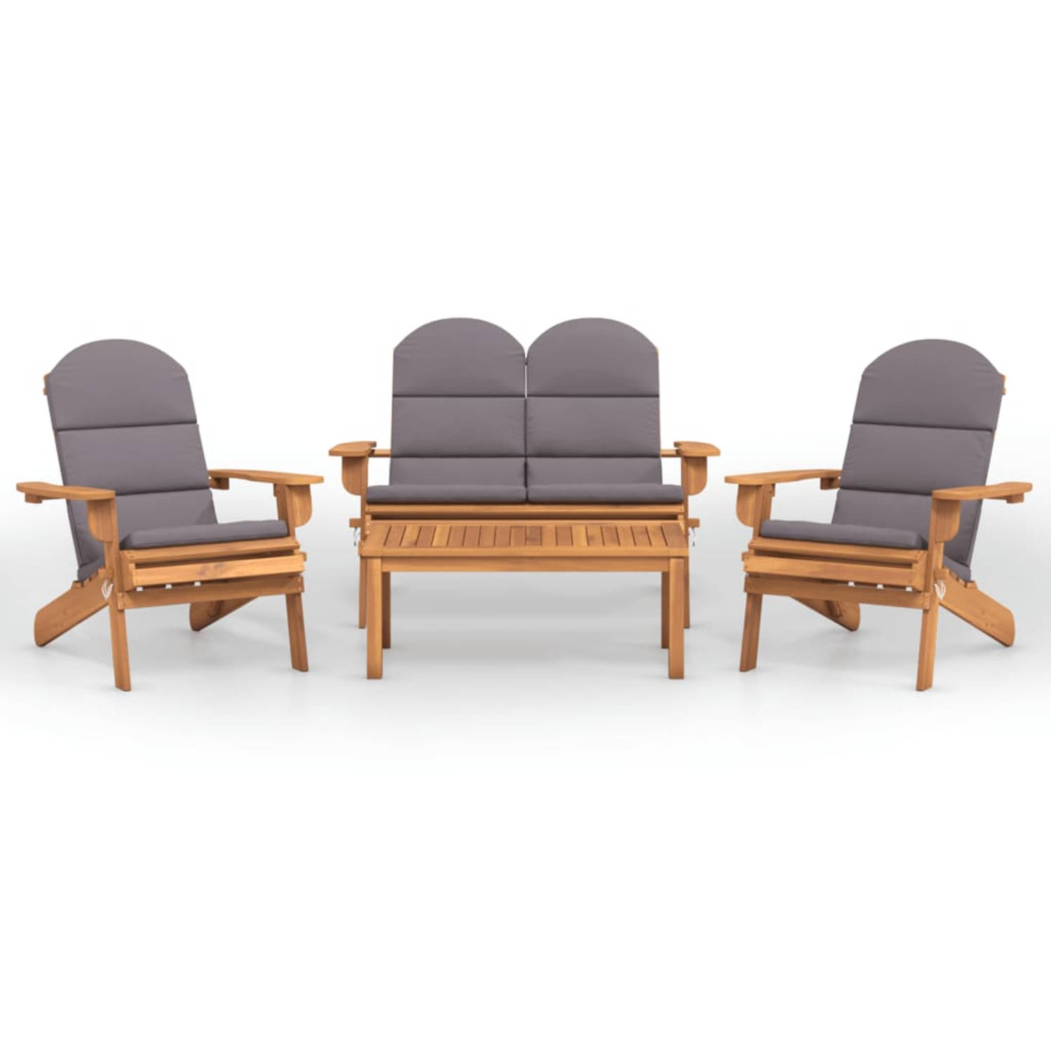 vidaXL 4-delige Loungeset Adirondack massief acaciahout - Bruin