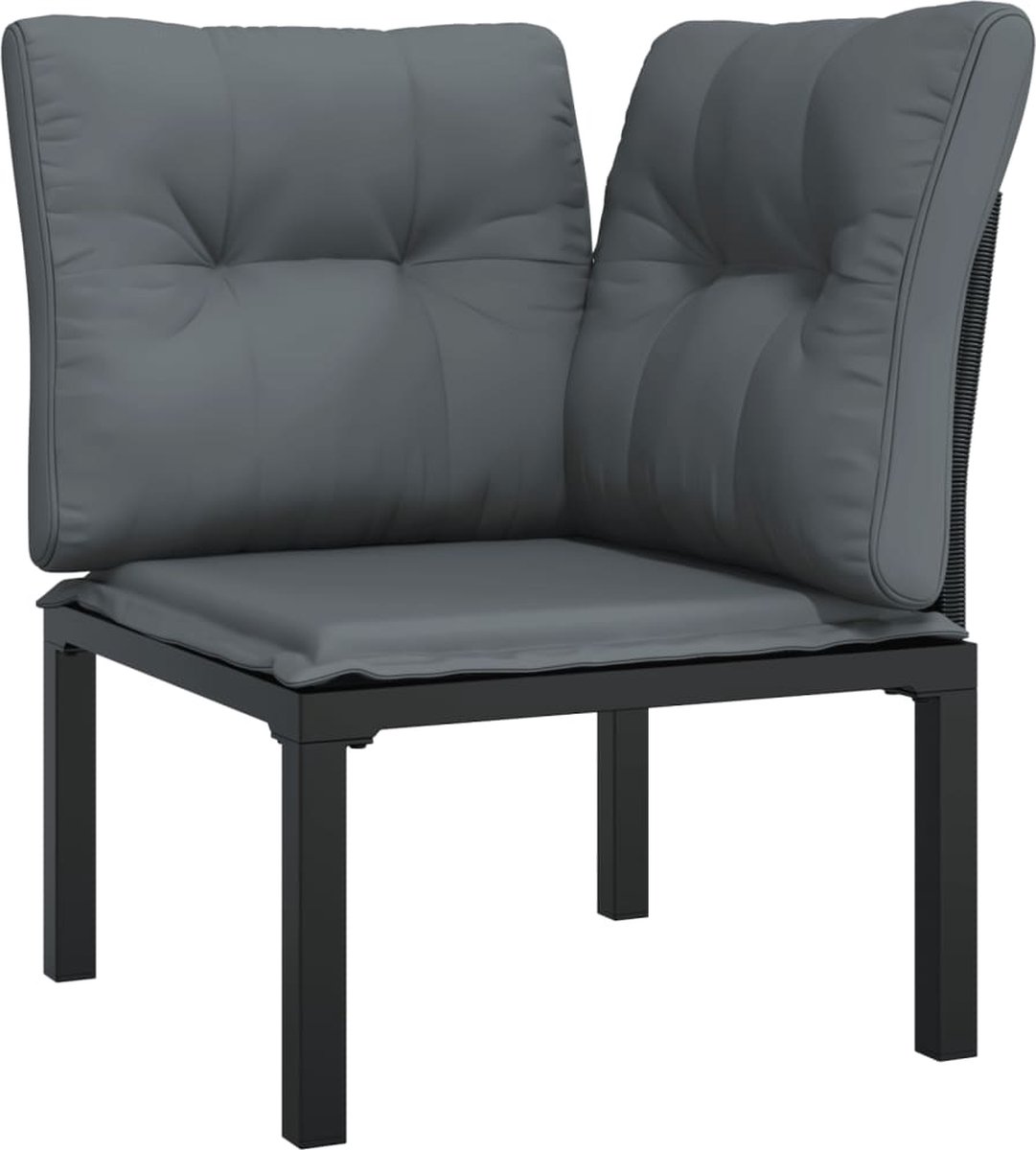 vidaXL 7-delige Loungeset poly rattan en grijs - Zwart