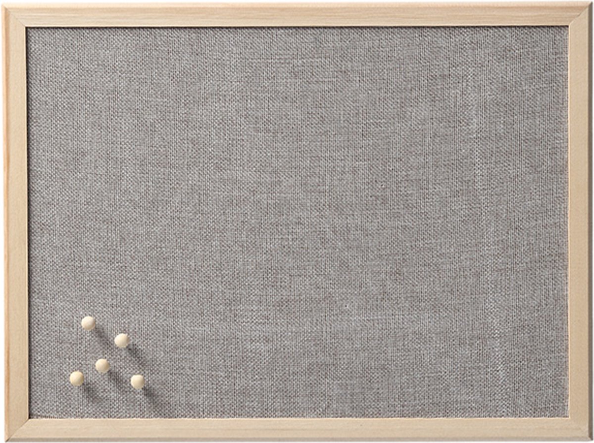 Zeller Prikbord - textiel - lichtgrijs - 40 x 60 cm - incl. punaises - luxe - Prikborden