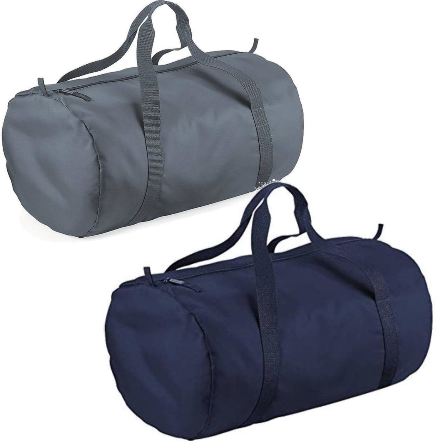 Decoris Set van 2x kleine sport/draag tassen 50 x 30 x 26 cm - Donker en Grijs - Sporttassen - Blauw