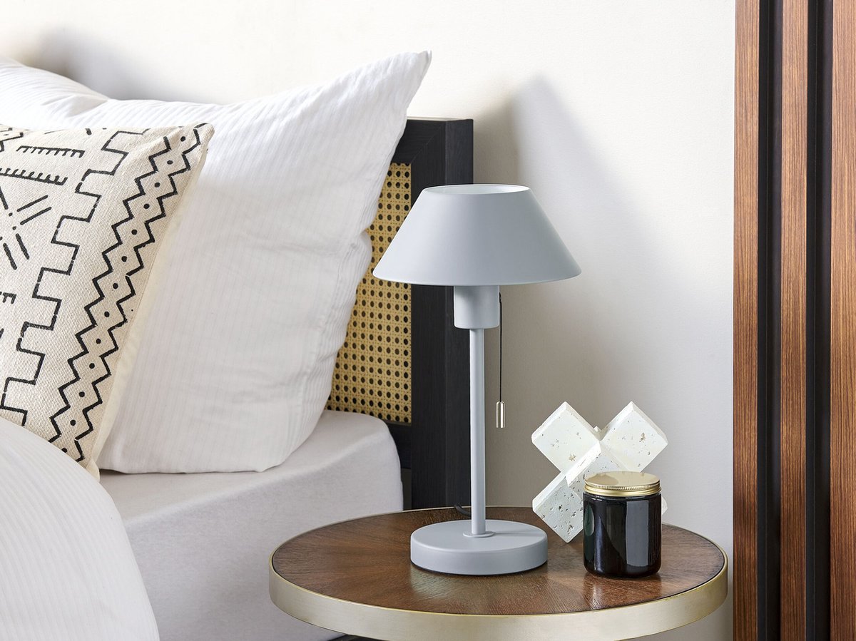 Beliani CAPARO - Tafellamp--IJzer - Grijs