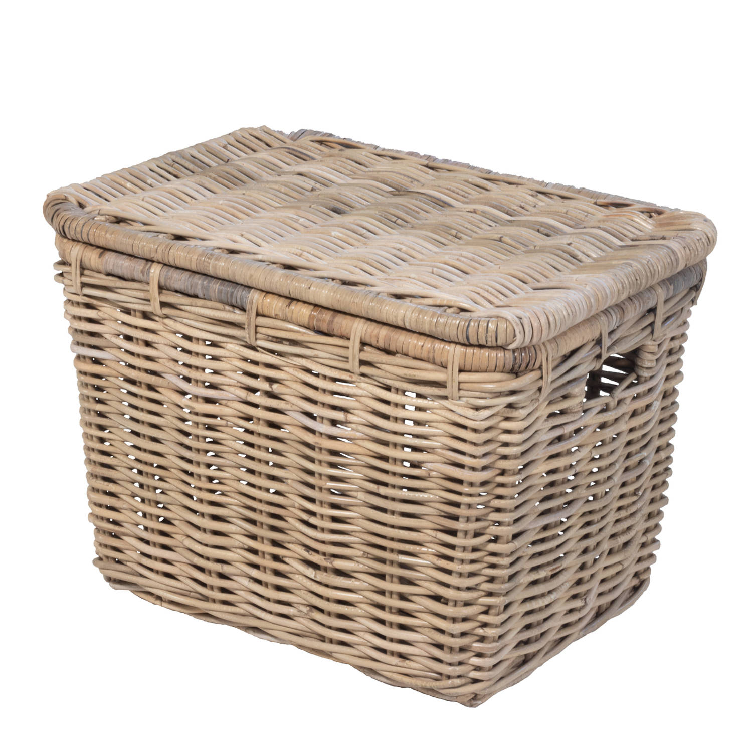 Giga Meubel Fietsmand Rotan - 55x39x40cm - Incl. Deksel - Mand Marla - Bruin