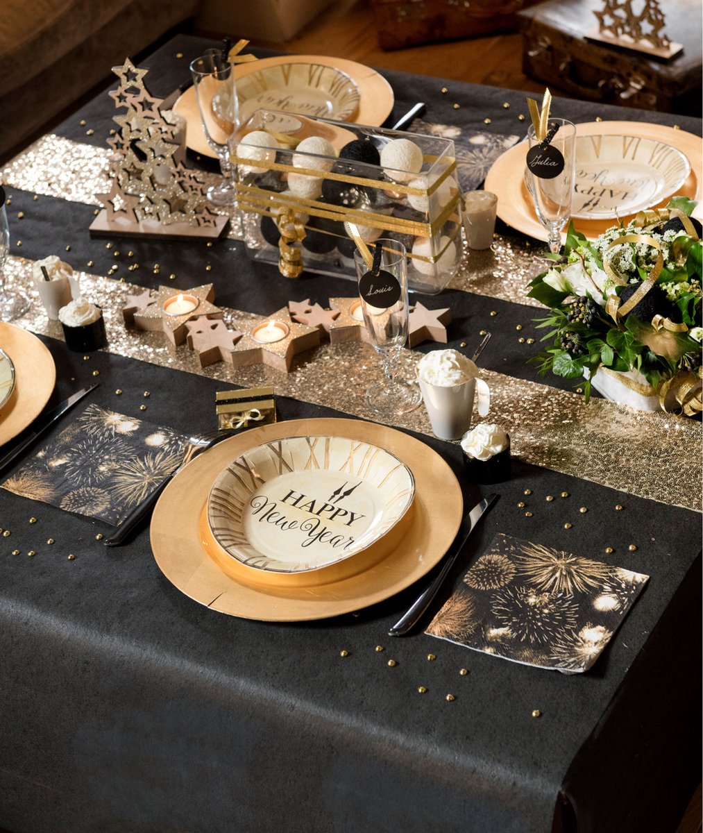 Santex Feest tafelkleed met pailletten tafelloper - op rol - zwart/ - 10 meter - Feesttafelkleden - Rood