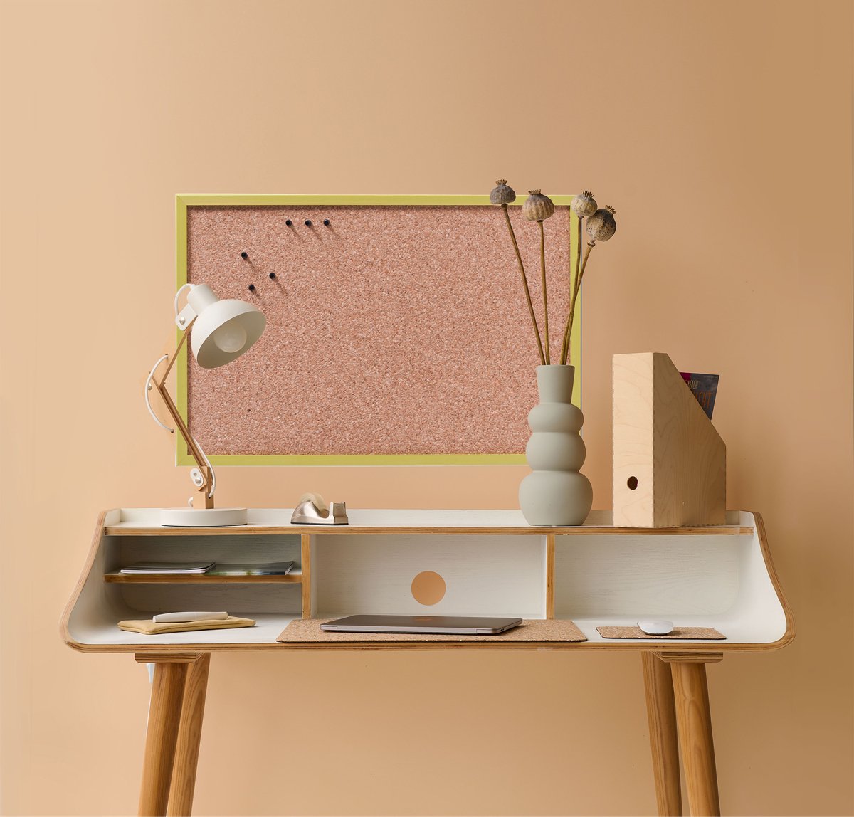 Zeller Prikbord incl. punaises - 2x - 40 x 60 cm kurk - Prikborden - Groen