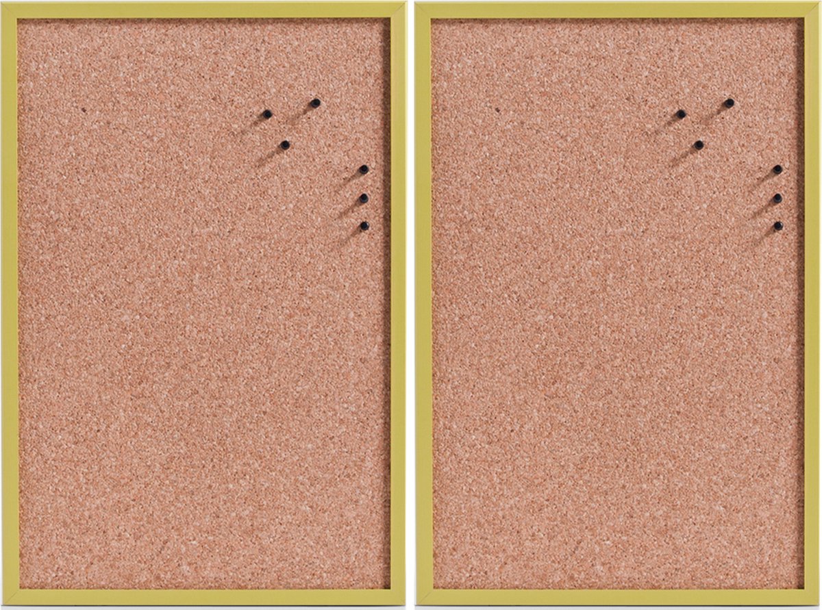 Zeller Prikbord incl. punaises - 2x - 40 x 60 cm kurk - Prikborden - Groen