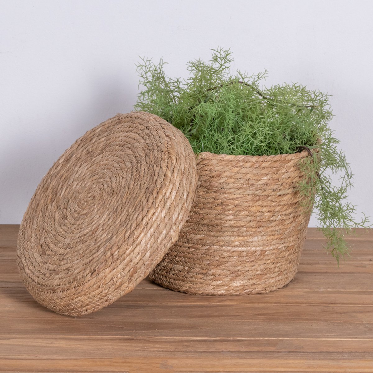 Giga Meubel Opbergmand Grof Rotan Rond Klein - Bruin