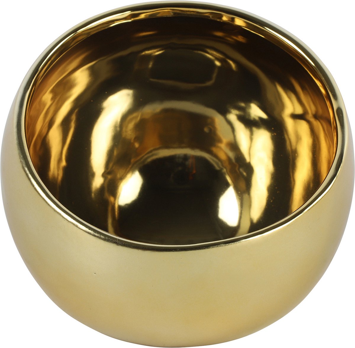 Countryfield Luxe theelichthouder/kaarsenhouder - goud - keramiek - D15 x H13.5 cm - Waxinelichtjeshouders