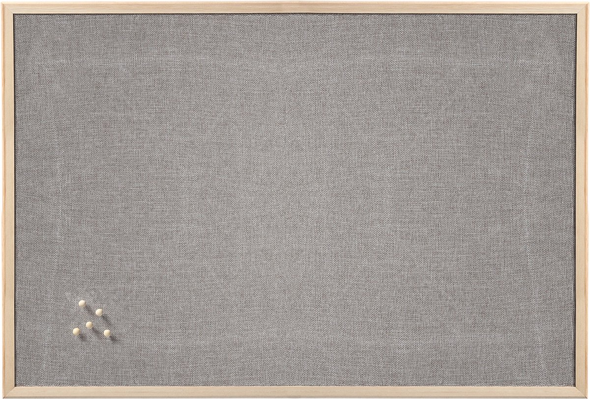 Zeller Prikbord - textiel - lichtgrijs - 60 x 80 cm - incl. punaises - groot - Prikborden
