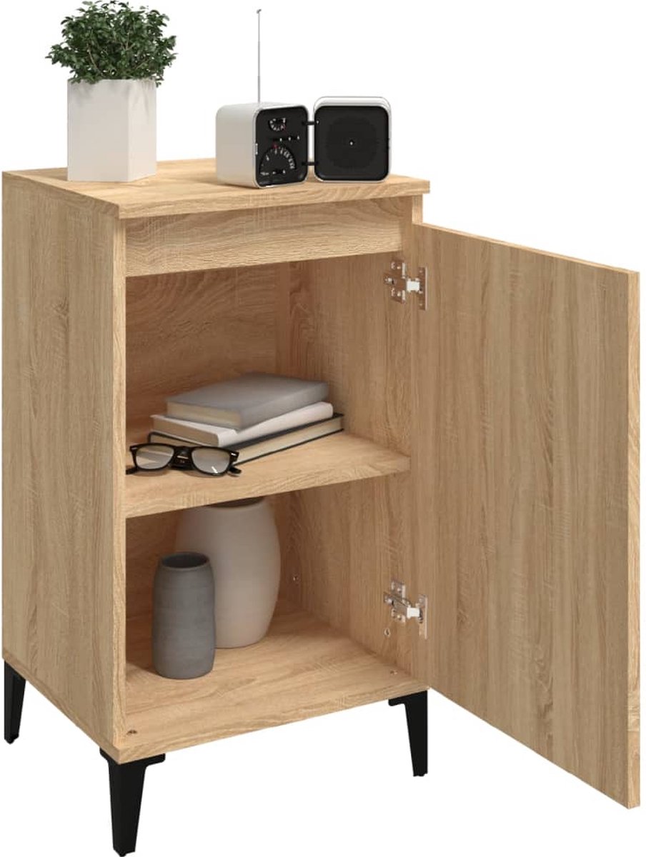 vidaXL Nachtkastjes 2 st 40x35x70 cm bewerkt hout sonoma eikenkleurig - Bruin