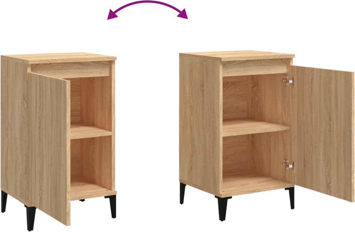 vidaXL Nachtkastjes 2 st 40x35x70 cm bewerkt hout sonoma eikenkleurig - Bruin