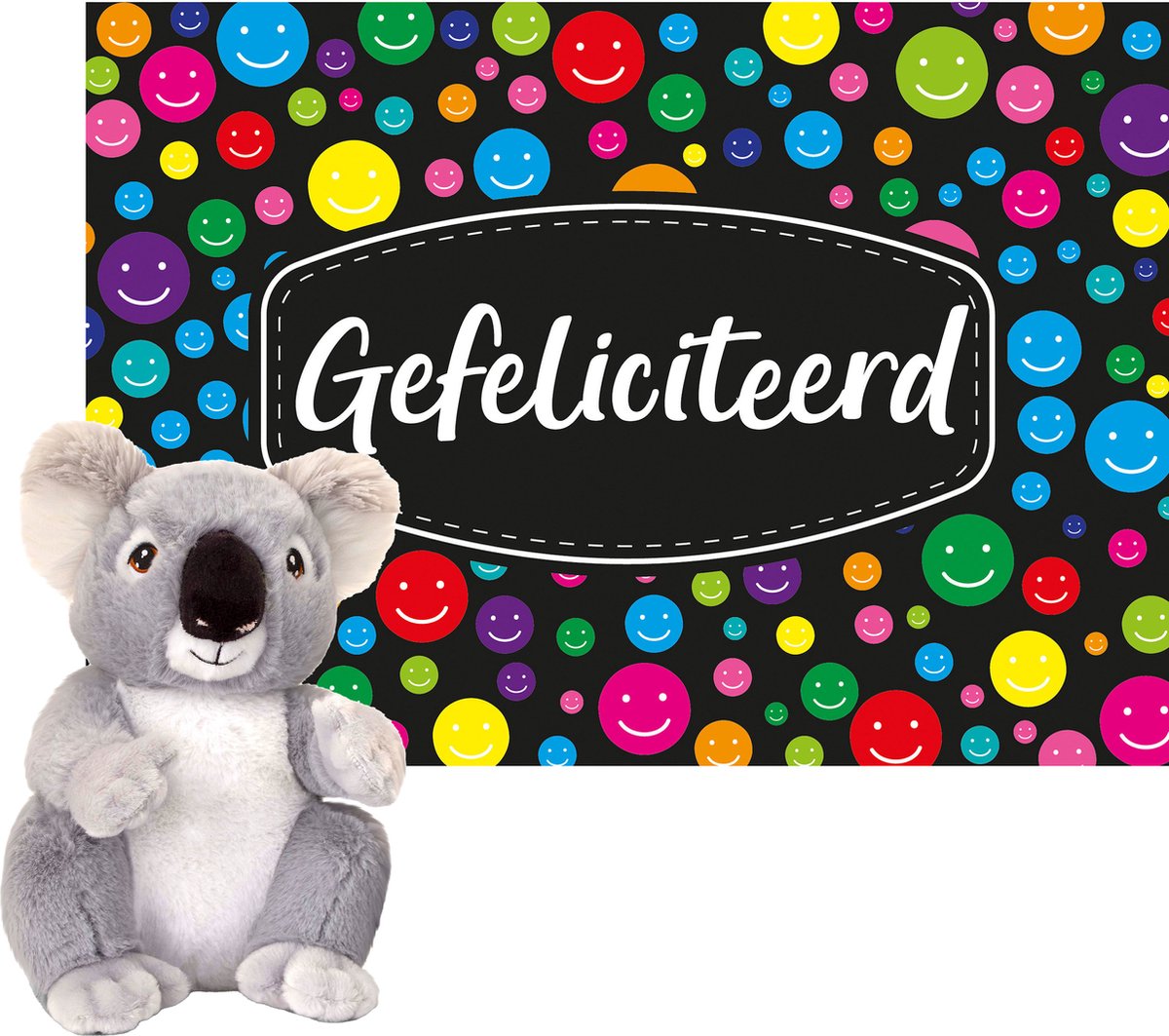 Keel Toys - Cadeaukaart Gefeliciteerd met knuffeldier koala 18 cm - Knuffeldier