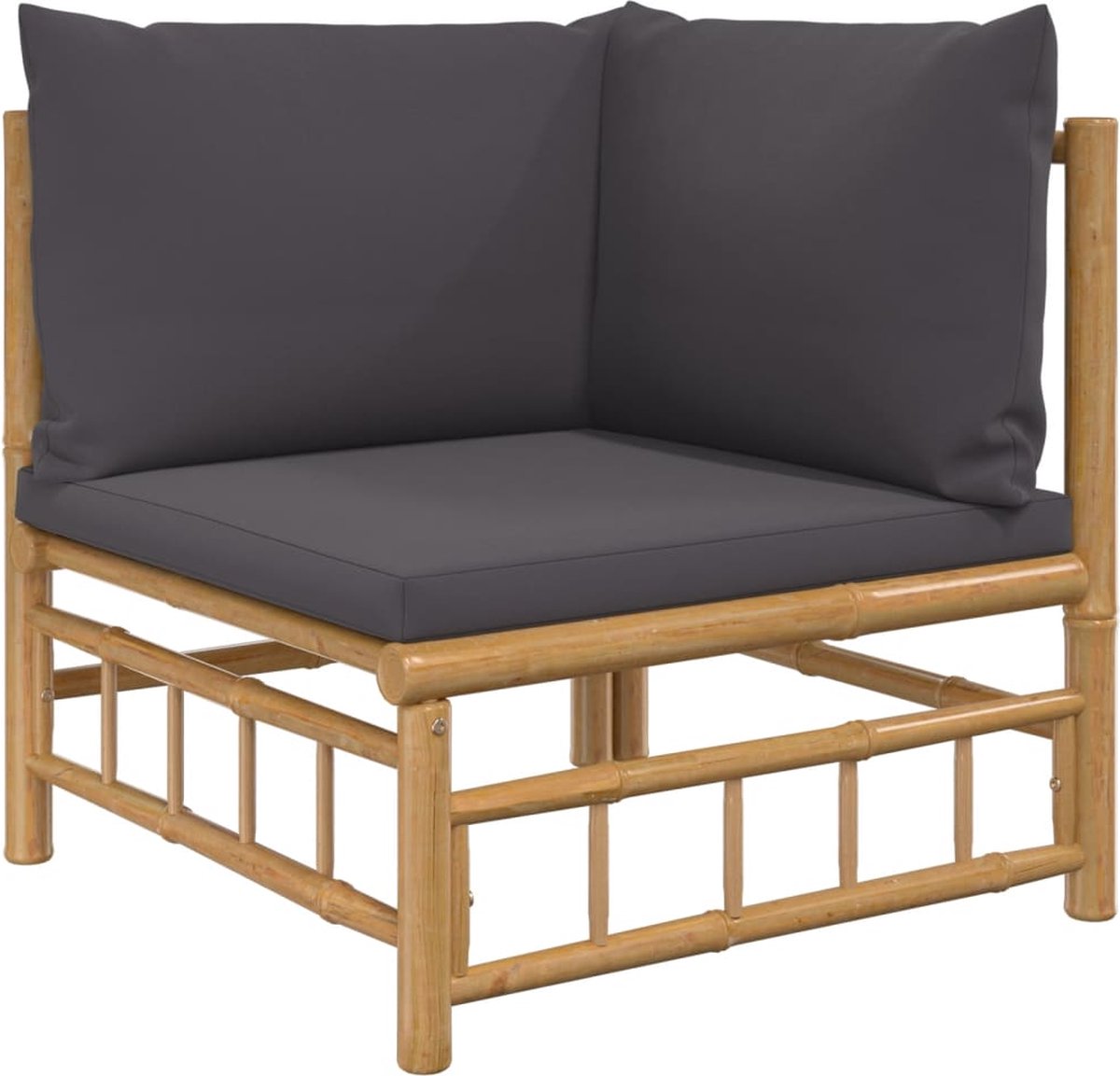 vidaXL 6-delige Loungeset met kussens bamboe donkergrijs - Bruin