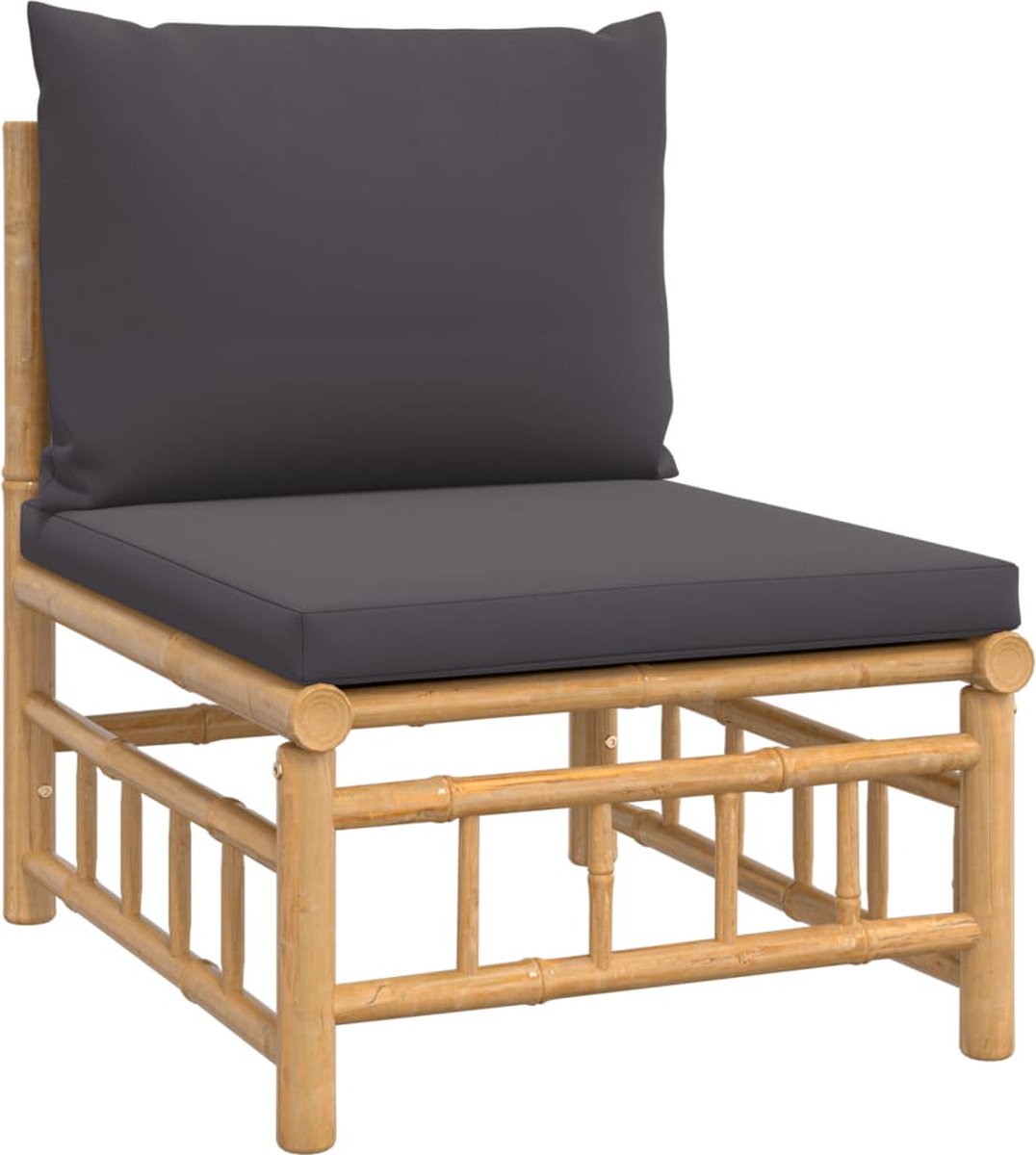 vidaXL 6-delige Loungeset met kussens bamboe donkergrijs - Bruin