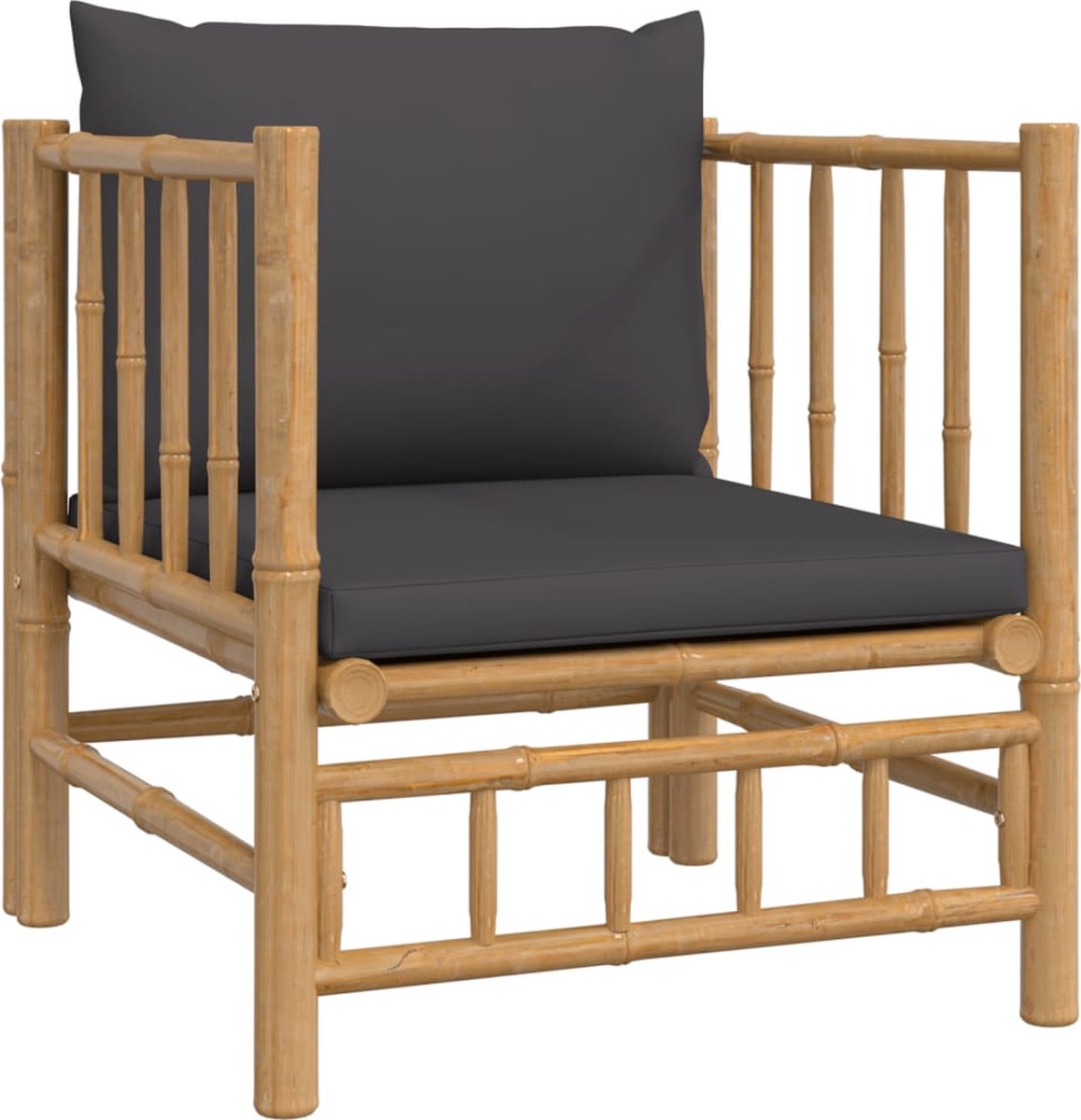 vidaXL 6-delige Loungeset met kussens bamboe donkergrijs - Bruin