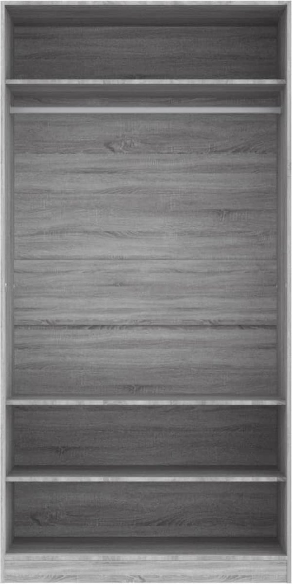 vidaXL Kledingkast 100x50x200 cm bewerkt hout sonoma eikenkleur - Grijs