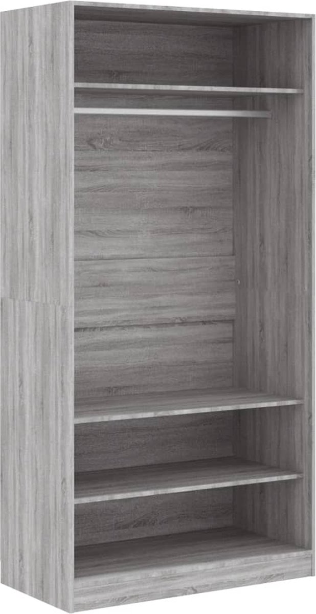 vidaXL Kledingkast 100x50x200 cm bewerkt hout sonoma eikenkleur - Grijs