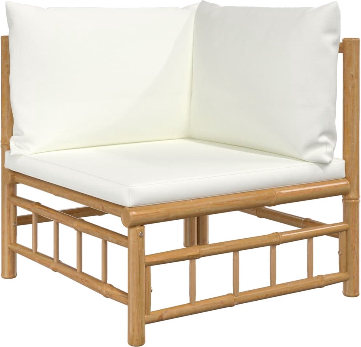 vidaXL 3-delige Loungeset met kussens bamboe crèmewit - Bruin