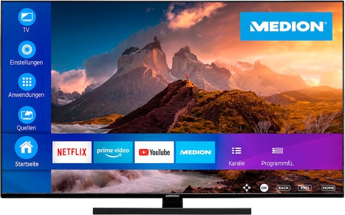 Medion X14328 - Smart TV - 108 cm - 43 inch - 4K QLED - 2022 - Zwart