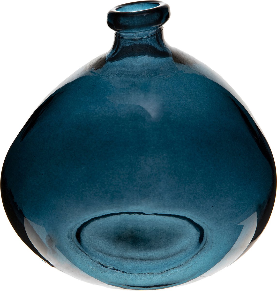 Atmosphera bloemenvaas Organische bol fles vorm transparant - glas - H22 x D21 cm - Vazen - Blauw