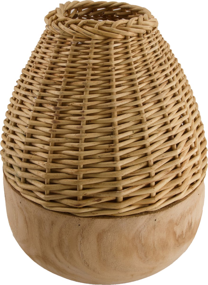 Dijk Natural Collections DKNC - Vaas met wilg paulownia hout - 29x38cm - Natuurlijk - Beige